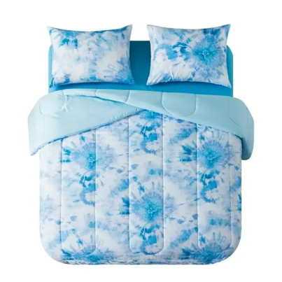 Blue Tie-Dye Bed in a Bag Comforter Set with Sheets, Twin XL