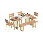 Dining Table Set for 6-8 People, Modern Rectangular Dining Room Table Set